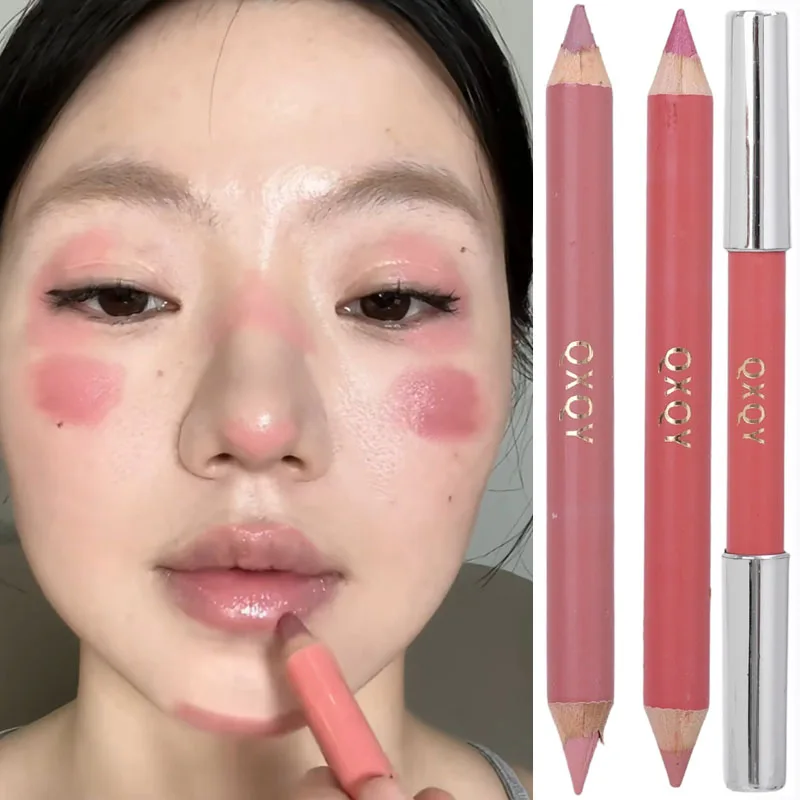 Dauerhafte rosa nackte Rouge-Creme, Doppelkopf, mattierter Rouge-Stift, Gesichtsaufhellung, natürlicher Umriss, Sculpt-Stick, Gel-Make-up-Kosmetik