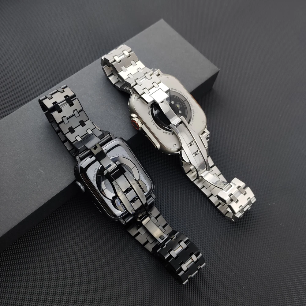 For apple watch ultra 49mm 45mm 44mm 41mm 40mm band stainless steel luxury strap for iwatch ultra SE 8 7 6 5 4 3 42mm Bracelet