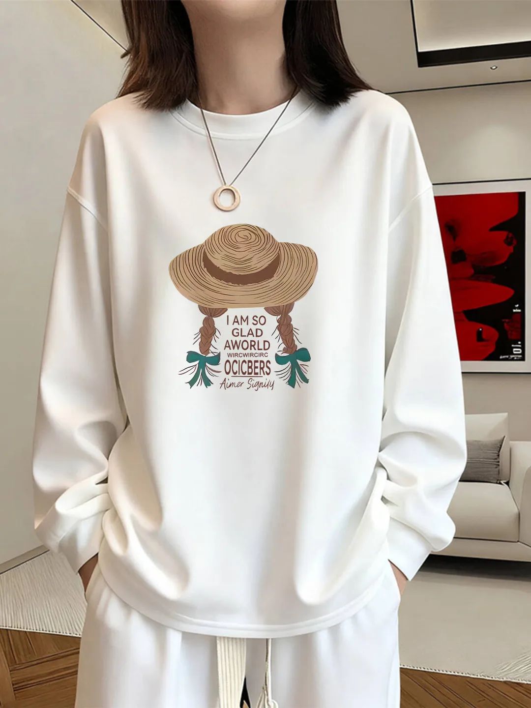 Women's Pure Cotton Long Sleeve T-Shirt Loose Fit Inner Wear Fleece Lined Basic Shirt Casual Style Home Daily Wear