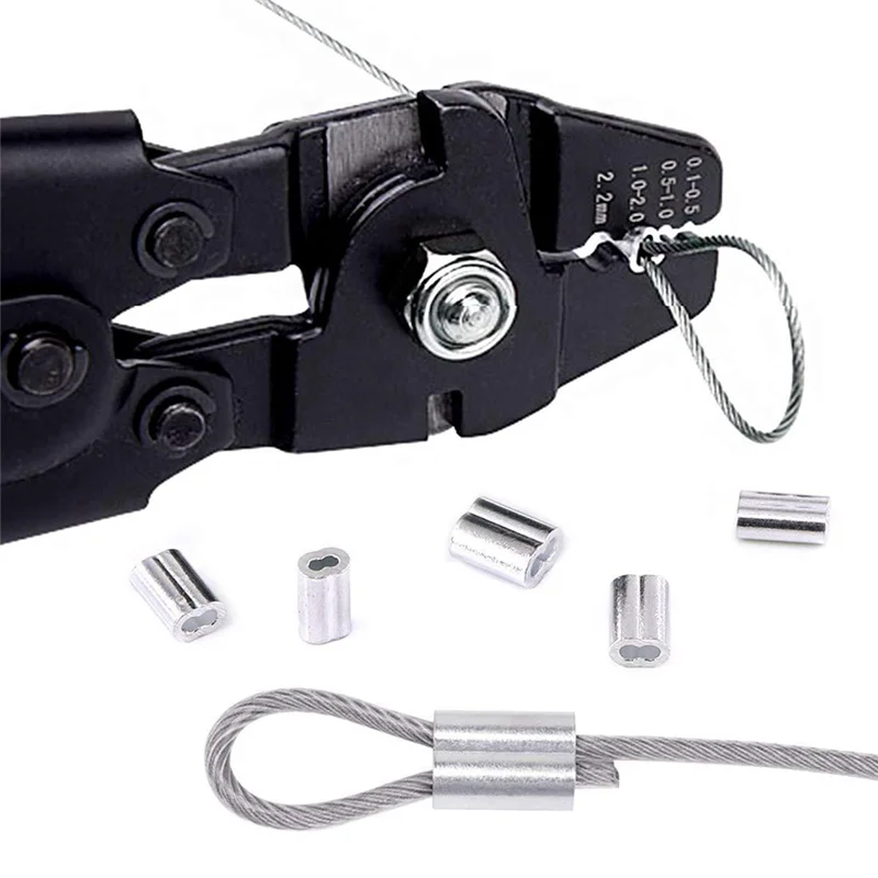 【A38M】1 قطعة 255 أسلاك الفولاذ المقاوم للصدأ حبل العقص كماشة 8 الألومنيوم كم العقص كماشة الصيد في الهواء الطلق المحمولة