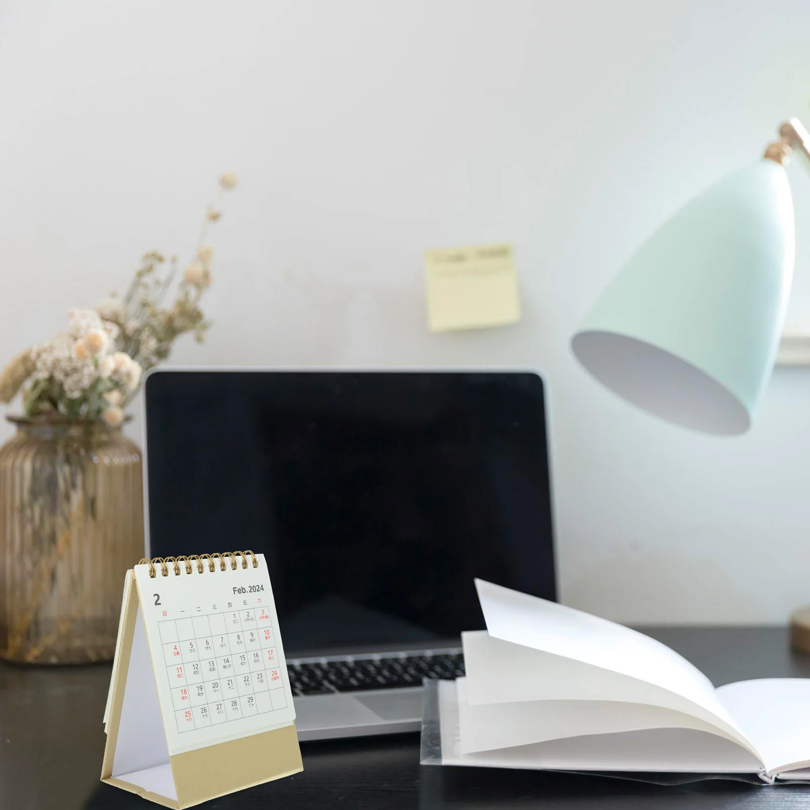 

2024 Desk Calendar Style Small Size Ivory White Monthly Planner Thick Paper Stand Fits Table Counter Efficient Scheduling