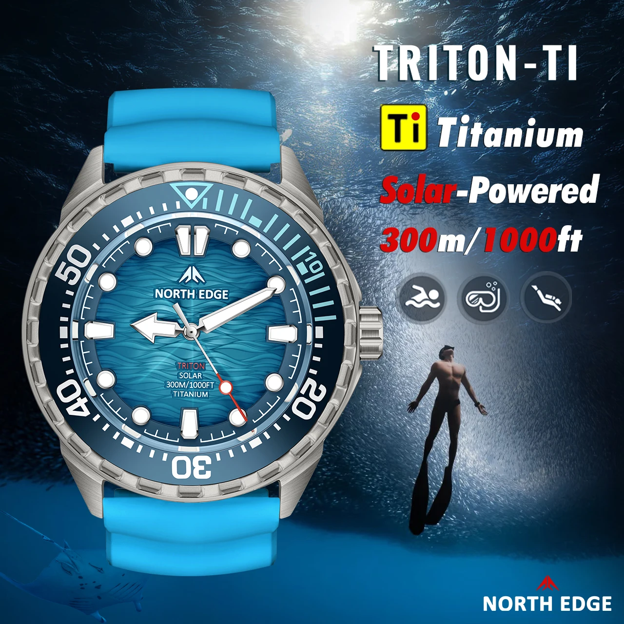 TRITON-TI 2026 جديد التيتانيوم تعمل بالطاقة الشمسية ساعة الغوص عالية الجودة ساعات كوارتز للرجل جديد 300 متر مقاوم للماء ساعة رجالية Reloj #1