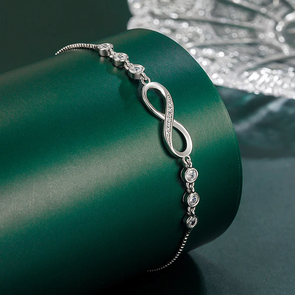 925 Sterling Silver luxury Crystal Bracelets for Women Fashion Street Versatile Jewelry Party Wedding Accessories Christmas Gift