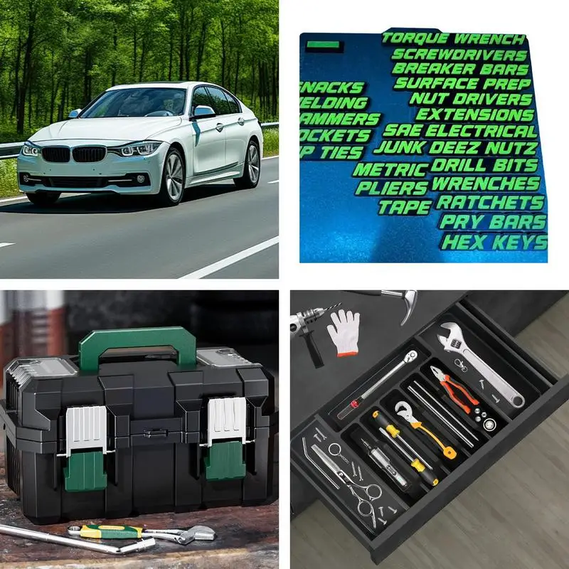 Magnetic Tool Box Labels Tool Box Drawers Decals Multifunctional 3D Toolbox Decals For Shop Garage Drawer Locker Shelf Cabinet