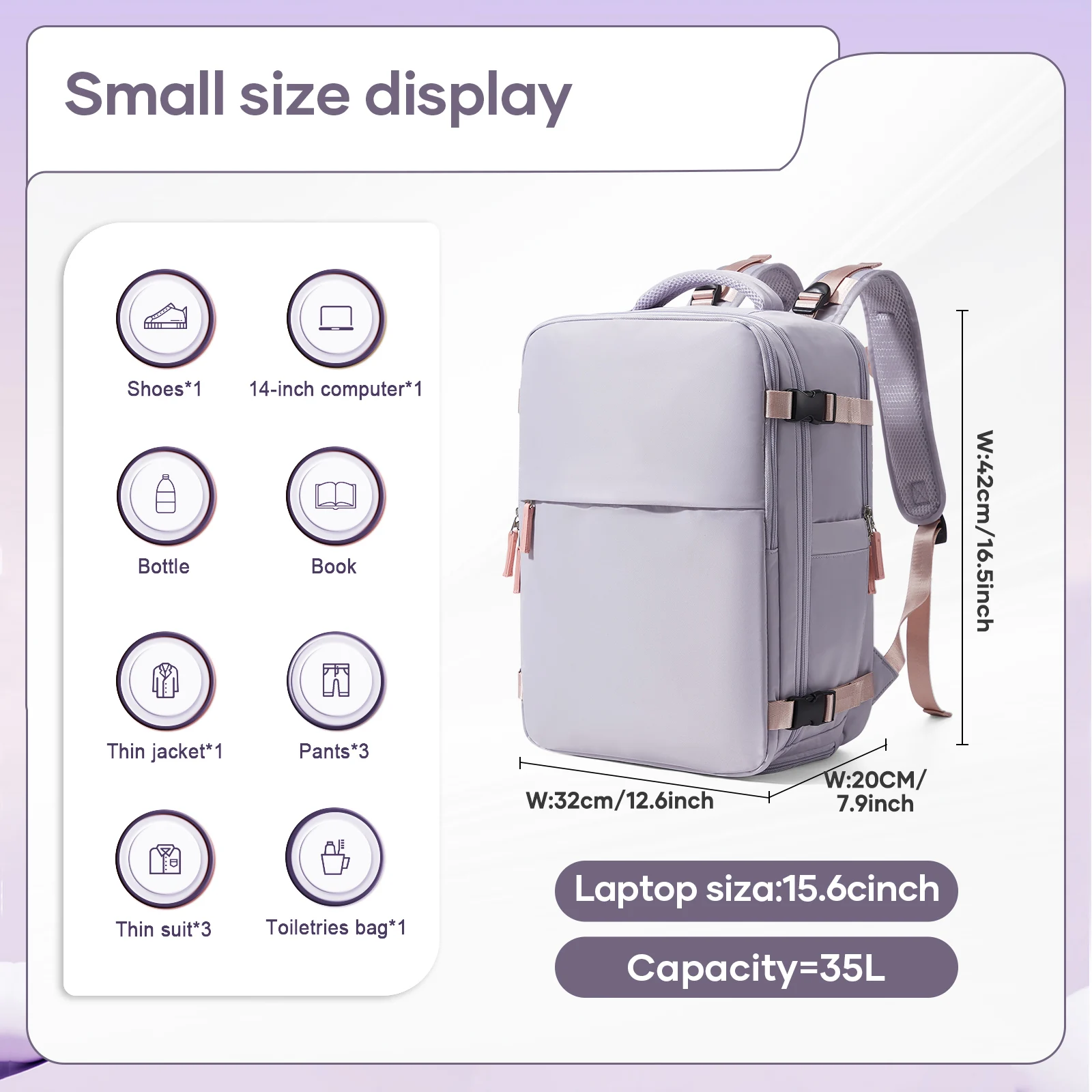 Wizzair 40x30x20 حقيبة الظهر فراغ ضغط حقيبة السفر 15.6 في حقيبة الكمبيوتر المحمول حقائب مدرسية أكياس مكنسة للملابس