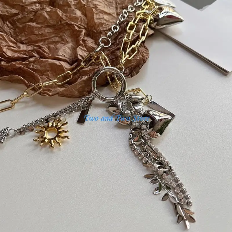 

HX6F Alloy Waist Chain with Pendant Women Dress Belt Shinning Belt