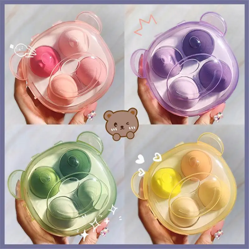 4Pcs Makeup Sponge Powder Puff Dry and Wet Combined Beauty Cosmetic Ball Powder Puff Bevel Cut Make Up Sponge Foundation Tools