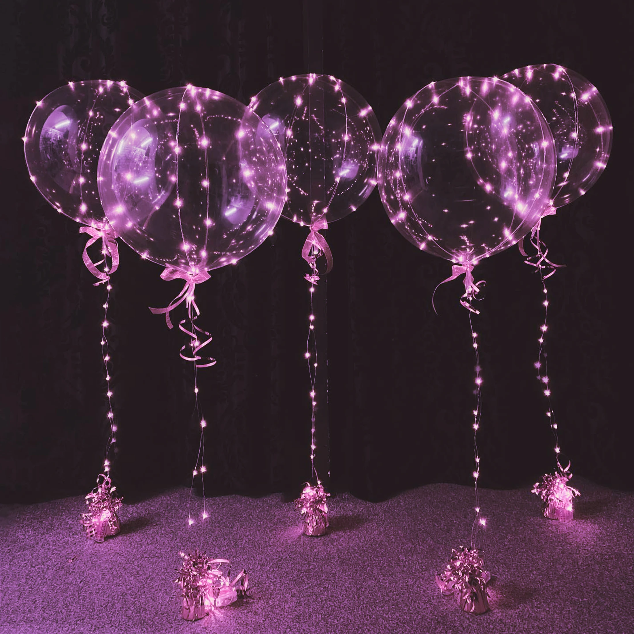 5 transparente Wellenball-LEDs (ohne interne Stromversorgung), Ballon-Set, geeignet für Valentinstag, Weihnachten, Halloween – Detail 3