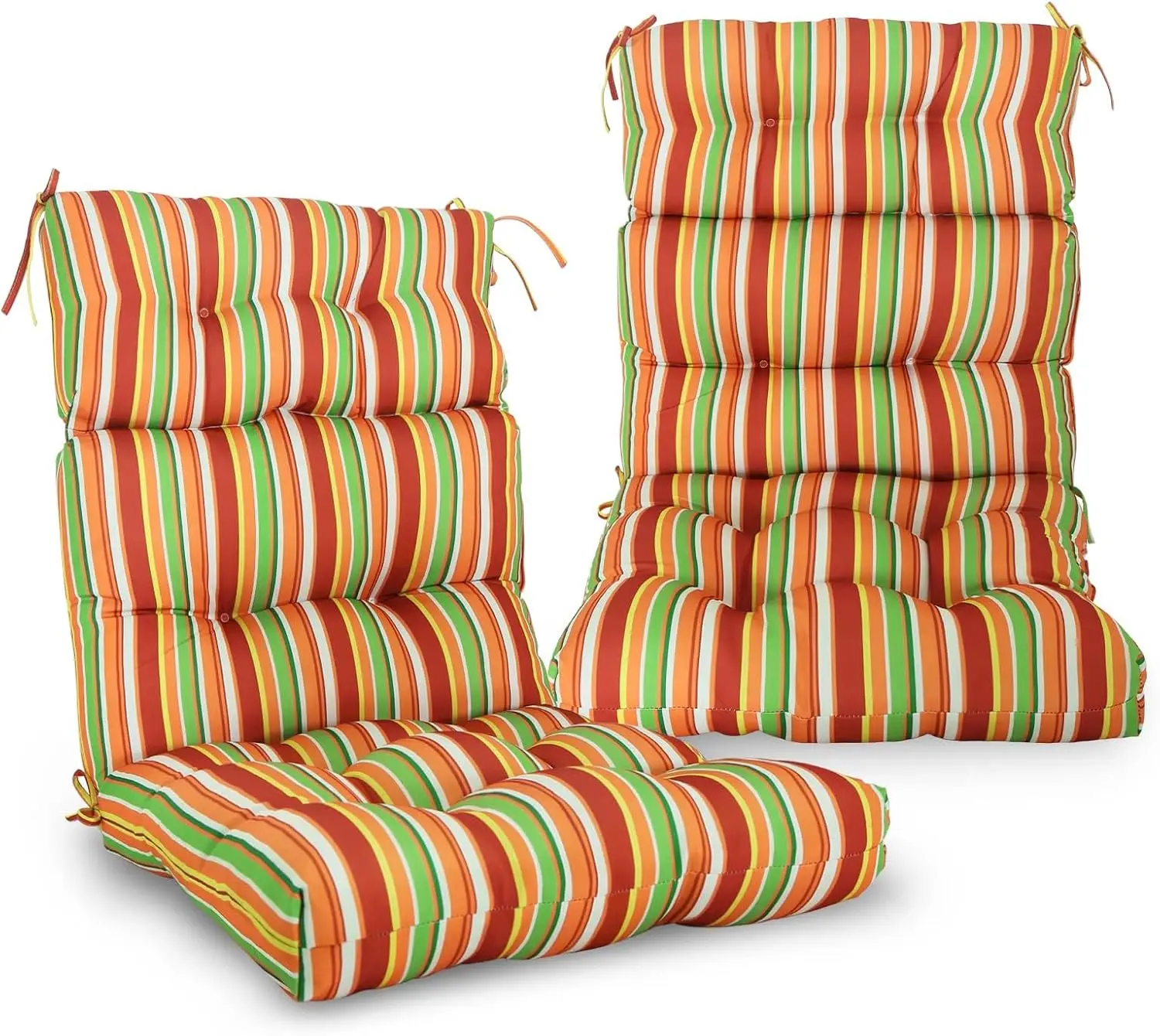 

Tufted Outdoor/Indoor High Back Patio Chair Cushions, Set of 2, 46'' x 22'', Rainbow