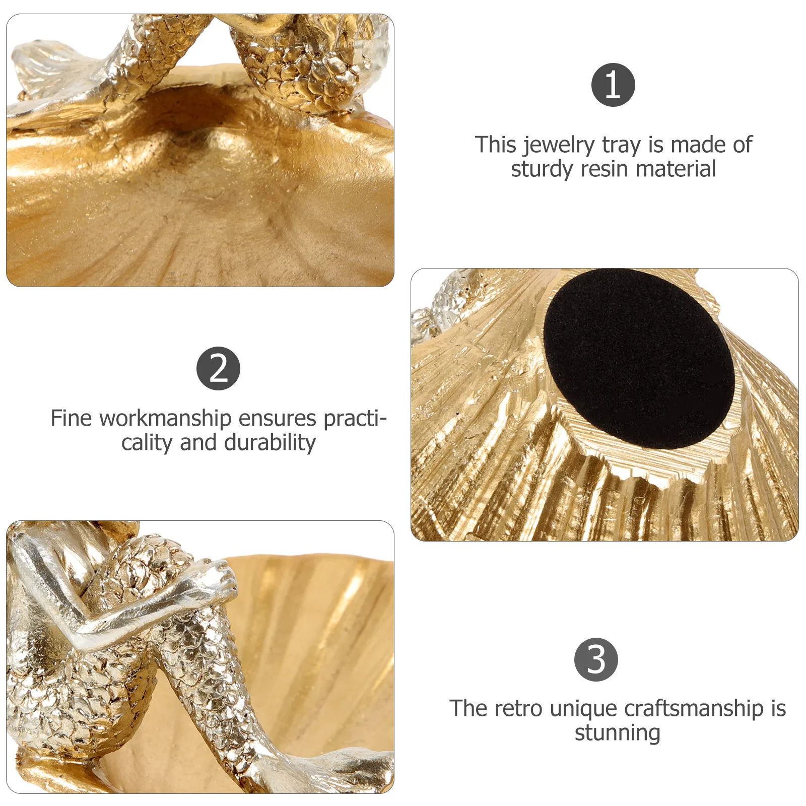 

Поднос для ювелирных изделий Русалка Смола Ракушка Ювелирные изделия Дисплей Блюдо Поднос для безделушек Органайзер для колец Ожерелья Декор для фотореквизита