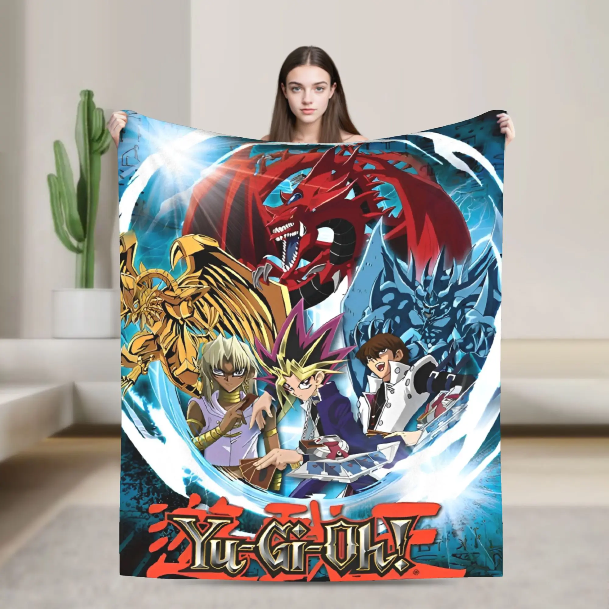 Yu-Gi-Oh! Fleece Blanket  Anime Manga Creative Throw Blanket for  Sofa Bedding Lounge 150*125cm Plush Thin Quilt