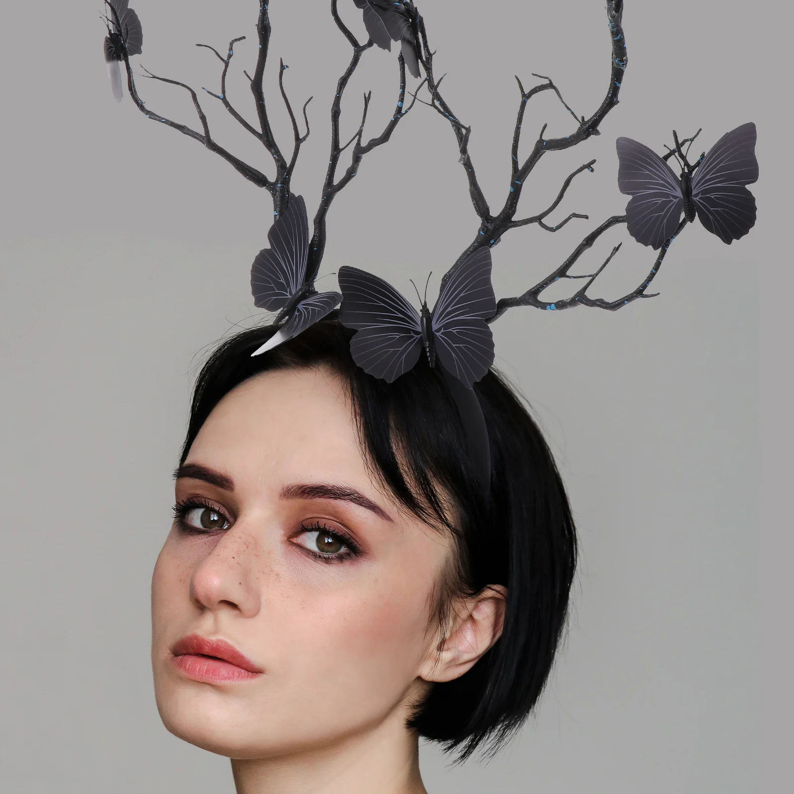 

Butterfly Deer Antler Headb Plastic Crown Halloween Party Hair Accessory Girls Decor Durable Costumes Performance