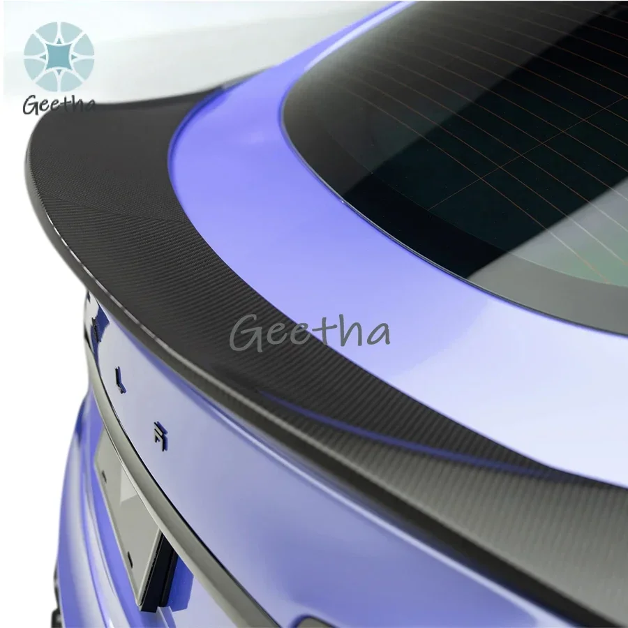 

For V Type Dry Carbon Fiber Rear Spoiler Duck Tail Aero Body Kit for Tesla Model S 2022-2024 Rear Bumper Add-On