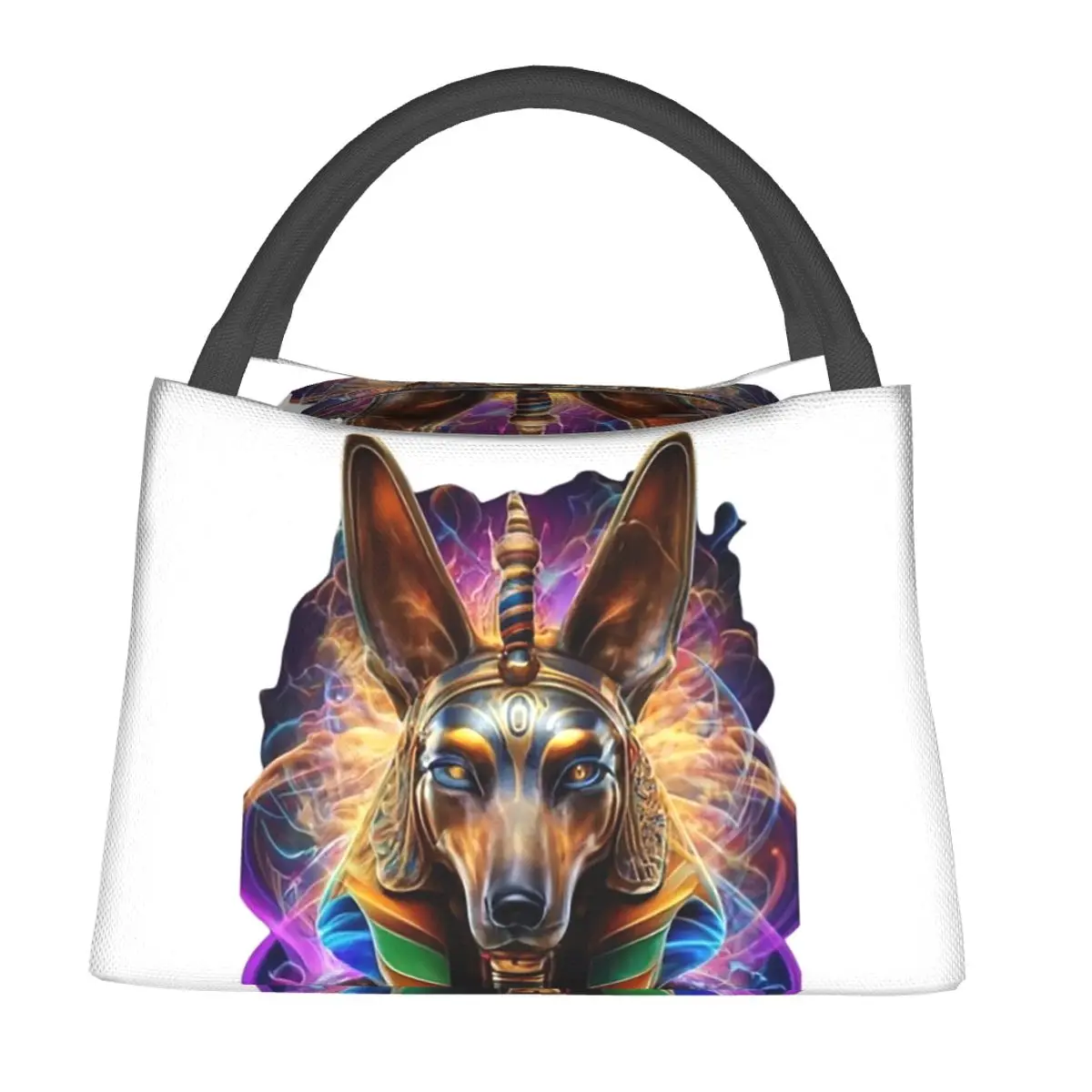 Egyptian God Anubis Art Lunch Bags Insulated Bento Box Waterproof Lunch Tote Picnic Bags Thermal Bag for Woman Student Office