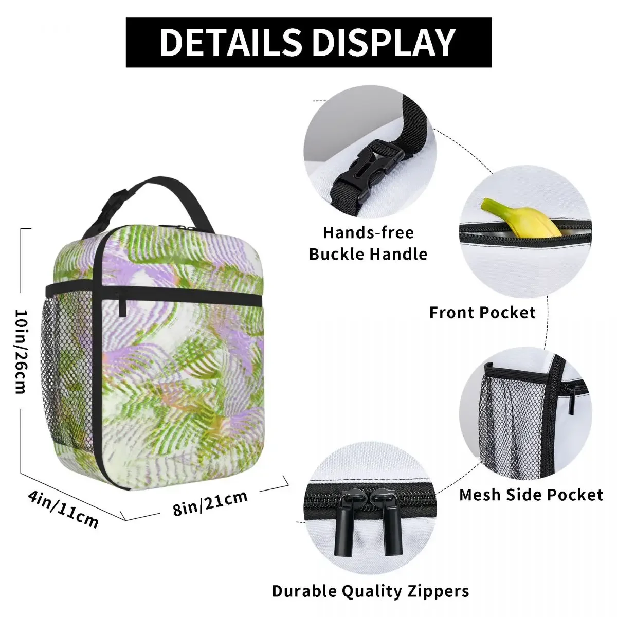 Bestselling Tender Green Abstract Texture Solid Color Small Lunch Bag Day Excursion Food Cooler Bag