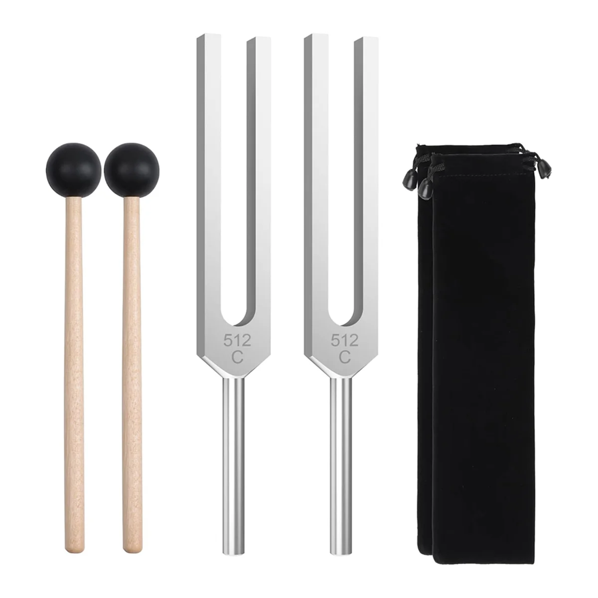 A40T 2Pcs 512Hz Tuning Forks Set, Aluminum Alloy Tuning Forks with Hammers, for Healing Sound Healing Therapy and Yoga