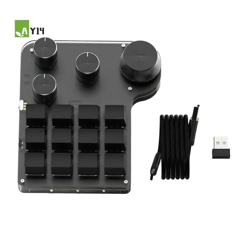 

AY14 -Mini USB Programming Custom Macro 12 Keys 4 Knobs RGB BT Mechanical Keyboar Gaming Keypad Mechanical Hotswap Macropad