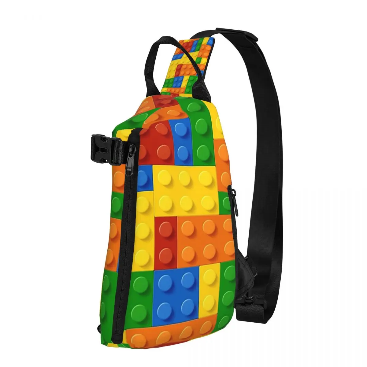 Building Blocks Construction Brick Chest Bag Men Sling Crossbody Backpack Chest Bag Travel Hiking Daypack Shoulder Bag