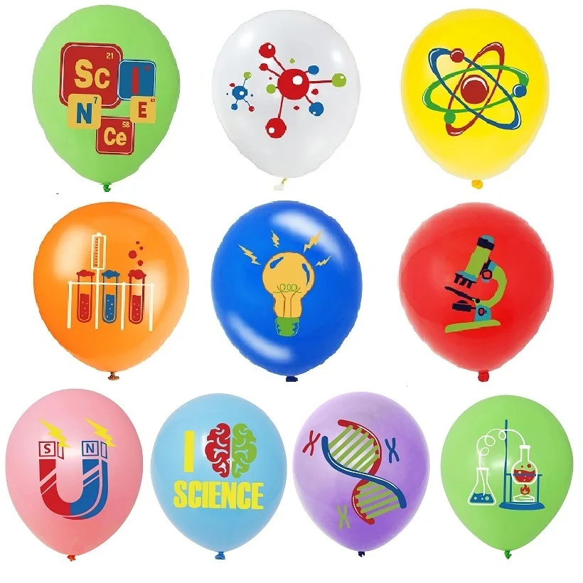 Science Experiment Balloon, Birthday Party Supplies Latex Balloon,I Love Scene, Microscope, Test Tube Balloon,10pcs