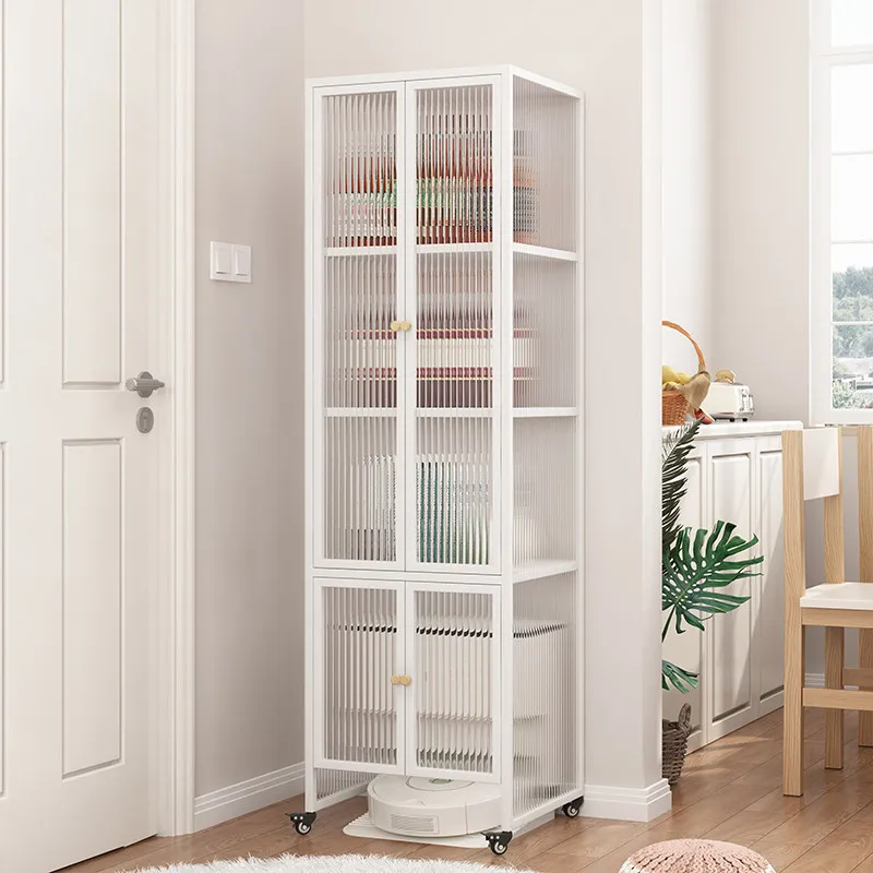 Modern movable side glass sweeping robot locker simple living room wall storage dining side cabinet