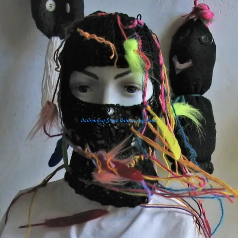 

573B Thicken Neck Protect Balaclava Colorful Yarn Hat for Teen Winter Wear