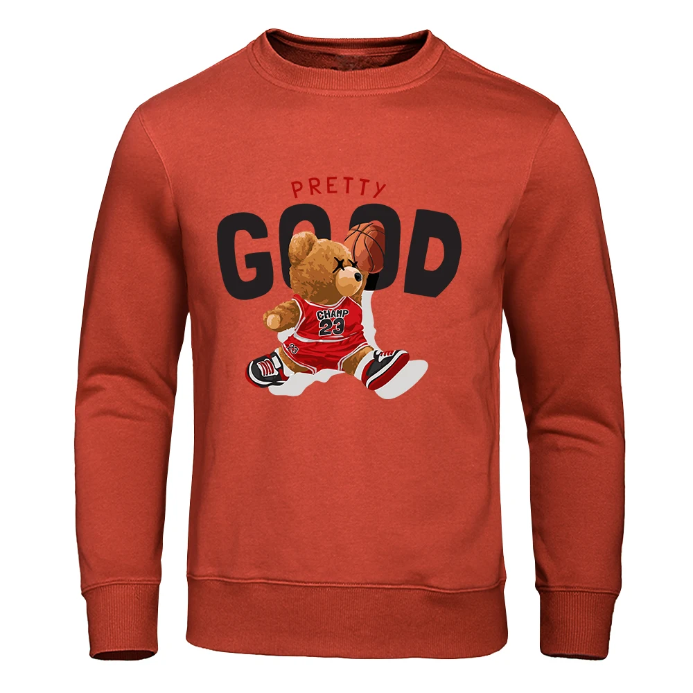 Champ 23 Teddy Bear With Pretty Good Shooting Hoodie Men'S Harajuku Hoody Fashion Soft Autumn Sweatshirt Vintage Warm Clothes