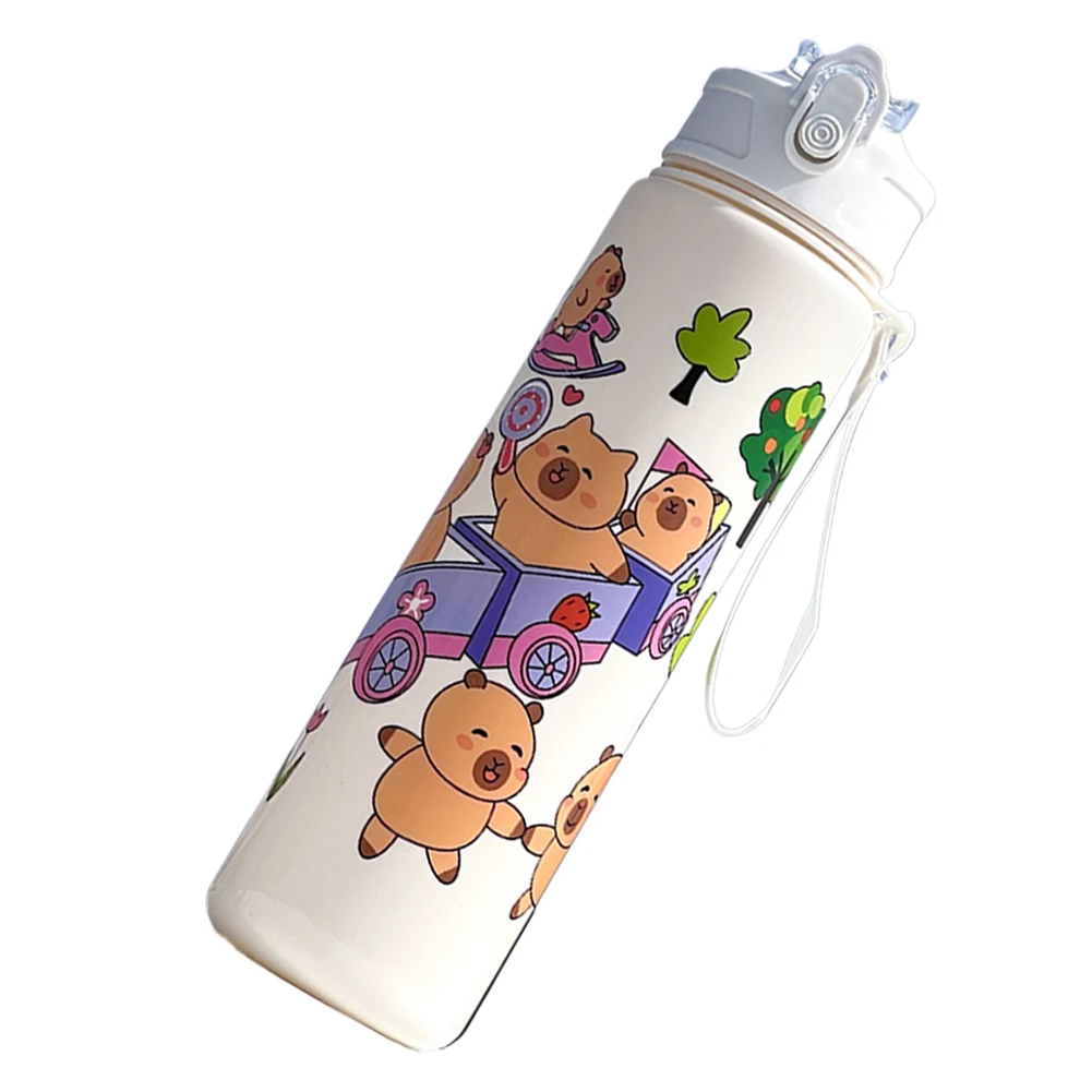 800ml Capybara Leuke waterbeker met rietje en handvat Sportwaterfles Grote capaciteit Reiswaterbeker voor jongens Meisjes Dagelijks gebruik