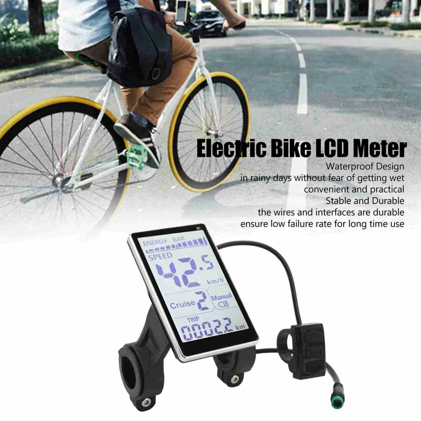 

Scooter LCD Display Waterproof Easy To Install ABS 24V 36V 48V 60V Electric Bike LCD Display for 31.8mm 22.2mm Handlebars