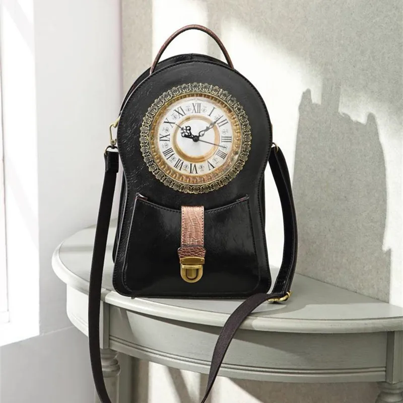 

2025 New Creative Alarm Clock Package backpack Simulation Retro Watch Fashion Women's backpack Bag Dropship Bags