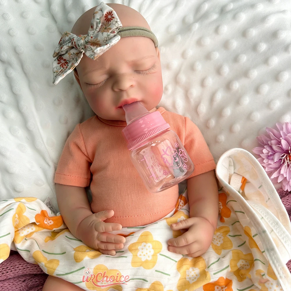 44cm Open Mouth Full-Body Silicone Reborn Doll Realistic Hand Painting Weighted Doll for Adult Collectors Gift