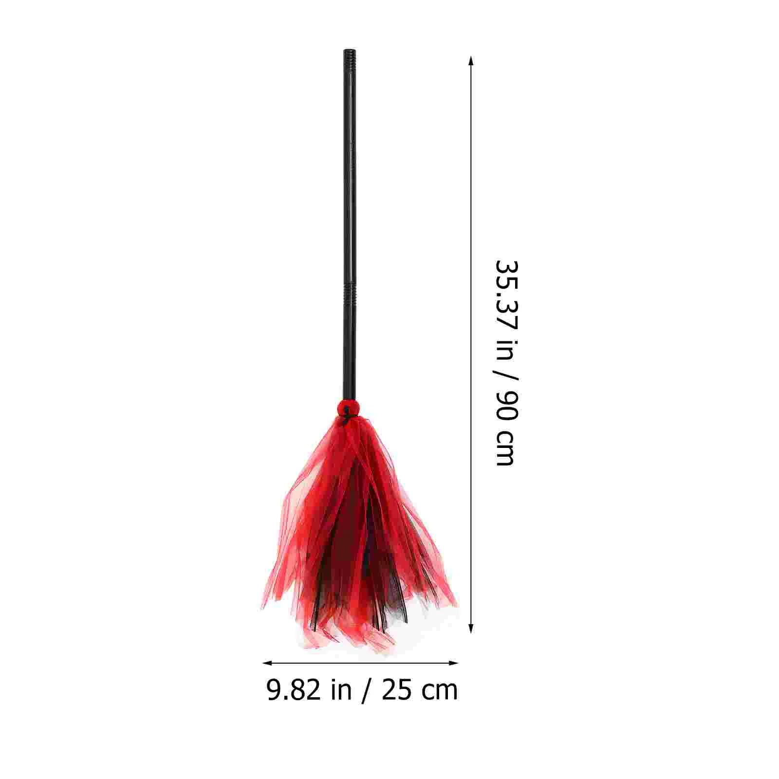 Whisk Brooms Halloween Witch Detachable Decorative (black and Red Broom) Broomstick Cosplay Witches Models Prop for Party Child