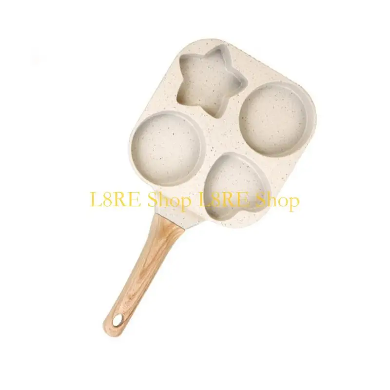 L8RE Portable Nonstick Eggs Frying Pan 4 Section Breakfast Skillets with Handle