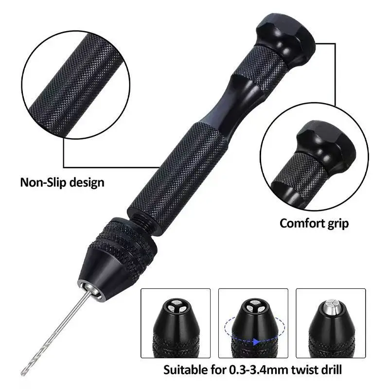 Black Mini Aluminum Alloy Hand Drill 21pcs/26pcs/36pcs Sets Hand Twisted Drill Set Hand Drill Bit