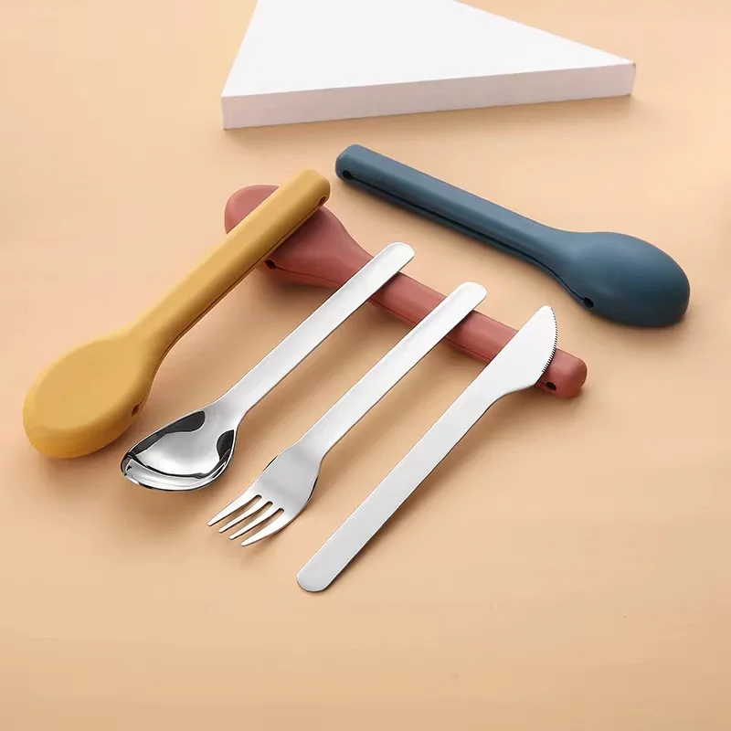 

3-Piece Portable Flatware Pocket Utensils Set Fork Spoon Knife Set with Case for Lunch Travel Camping School Work Picnics