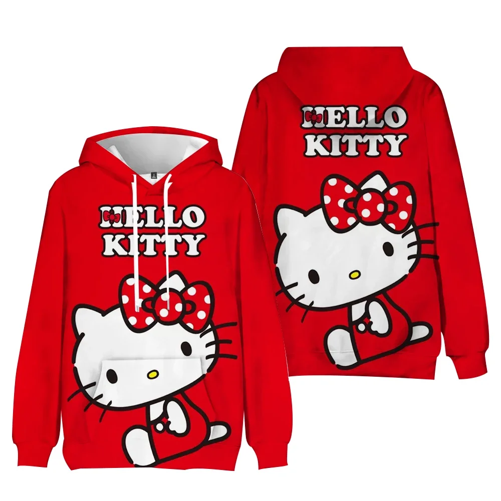 Hello Kitty Cartoon Cute Print Fashion Hoodie y2k Fashion New Women's Casual Harajuku Sweatshirt Kawaii Women's Spring Top
