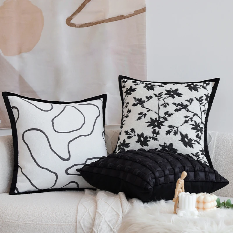 Jacquard Flowers Pattern Cushions Covers Farmhouse Modern Cushion Covers For Couch Pillowcases Decorative Home Decor 45x45cm