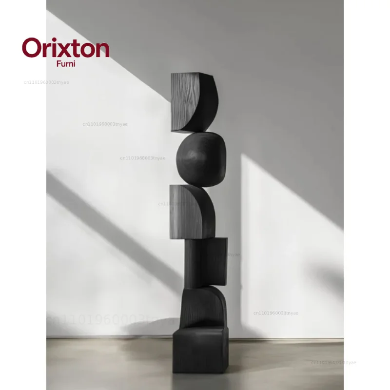 Entrance wood carving ornament floor-to-ceiling large abstract sculpture artwork sales office staircase decoration