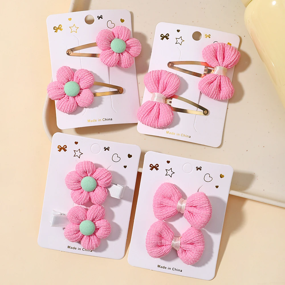 8 Piece Set Children\'s Cute Fabric Flower Pair Clip Hair Accessories Girl Hairpin Temperament Clip Baby Headdress Wholesale