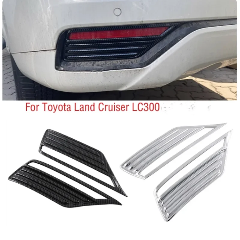 

2PCS For Toyota Land Cruiser 300 LC300 2023 -2024 Car Rear Bumper Fog Light Lamp Trim Frame Cover Lid Cap
