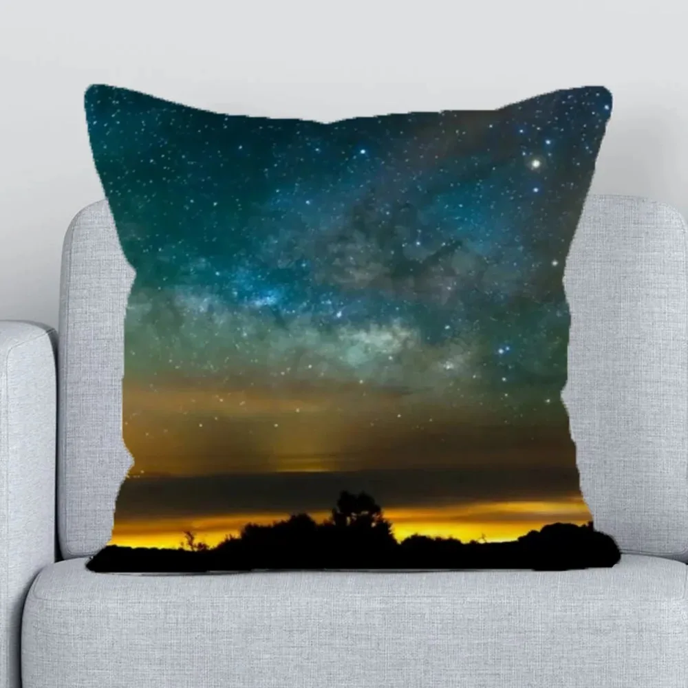 Céu Estrelado Padrão Travesseiro Capa, Decoração Para Casa Elegante Suprimentos, Cenário Noturno, Sofá Do Escritório