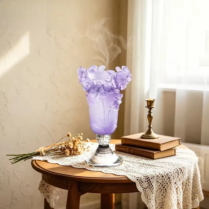 Modern luxury design crystal glass incense burner home decoration tabletop ornament