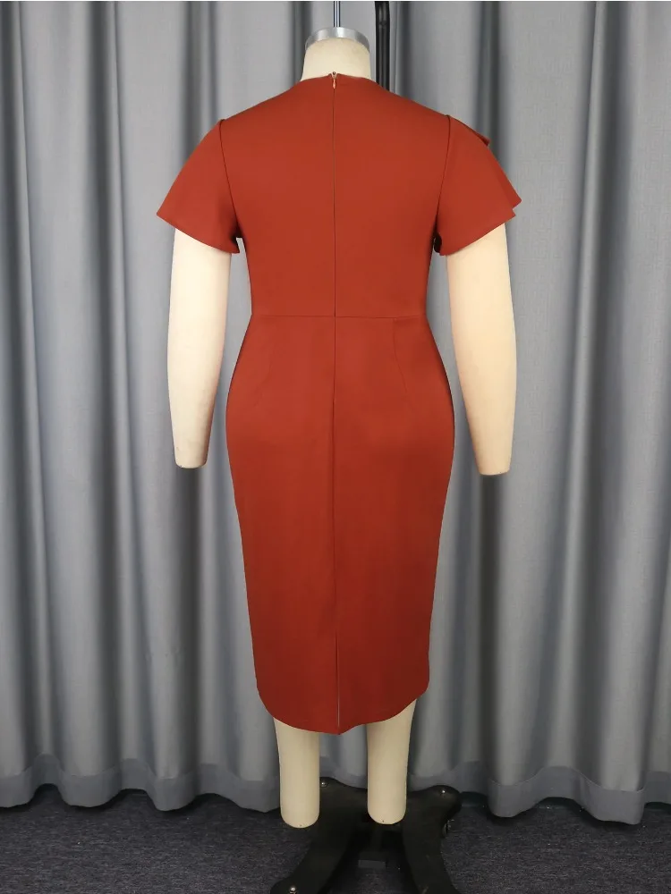 Elegant Women's Bodycon Dress Beaded Ruffles Short Sleeves Mesh Patchwork Neckline for Party Wedding Guest Birthday Business