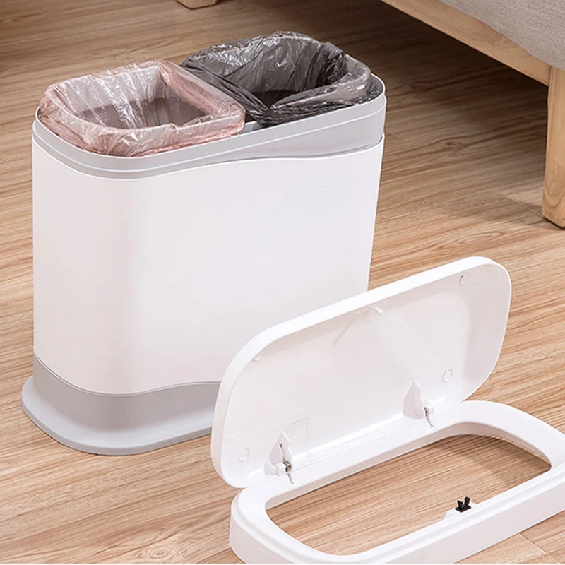 12L Trash Can For Kitchen Garbage Tin For Bathroom Light Luxury Family Living Room Cracks Trash Bin Garbage sorting Home Trash