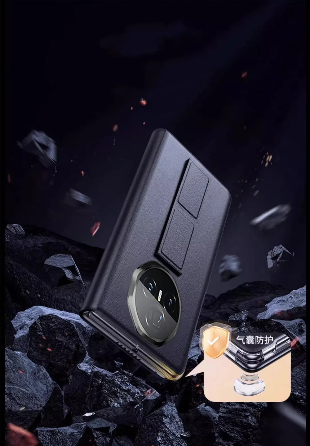 Магнитный чехол премиум-класса из воловьей кожи для Honor Magic V3, броневик с видом на окно