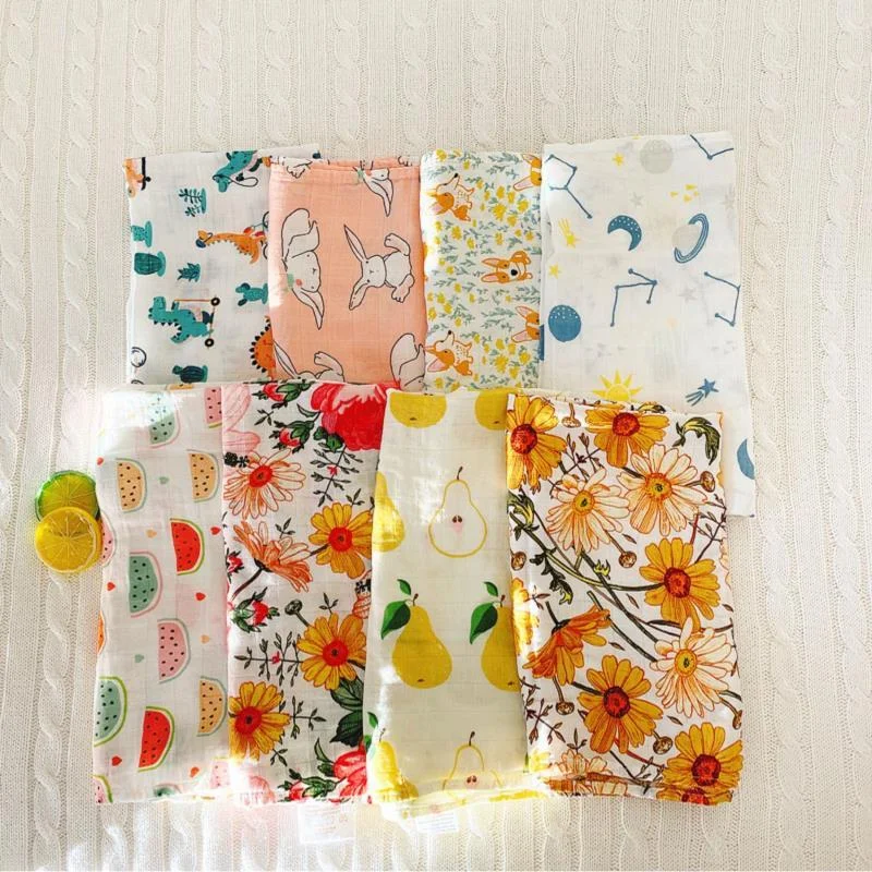 60x60cm Cotton Baby Blankets Soft Bamboo Baby Blanket Muslin Swaddle Wrap Boy Girl Feeding Burp Cloth Towel Newborns Baby Stuff