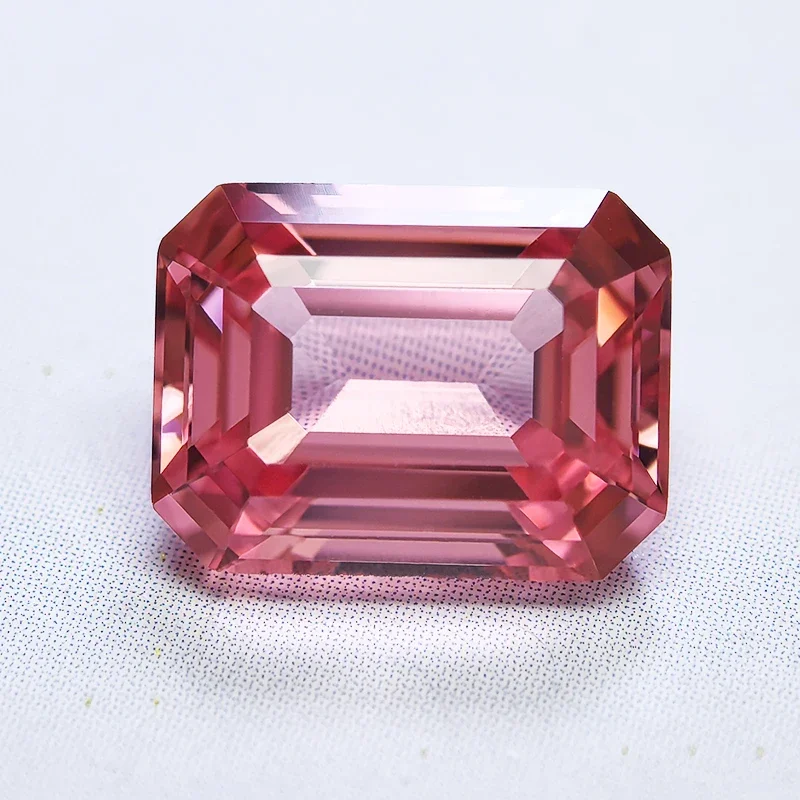 

Lab Grown Padparadscha Emerald Cut Fire Lotus Color Gemstone For Charms DIY Necklace Earrings Materials Selectable Certificate