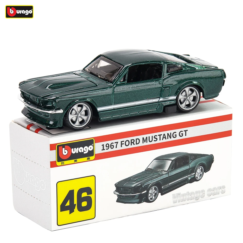 Bburago 1967 FORD MUSTANG GT Lamborghini Cadillac Benz BMW Scale Car Model Replica Collection Kids Xmas Gift Toys for Boys