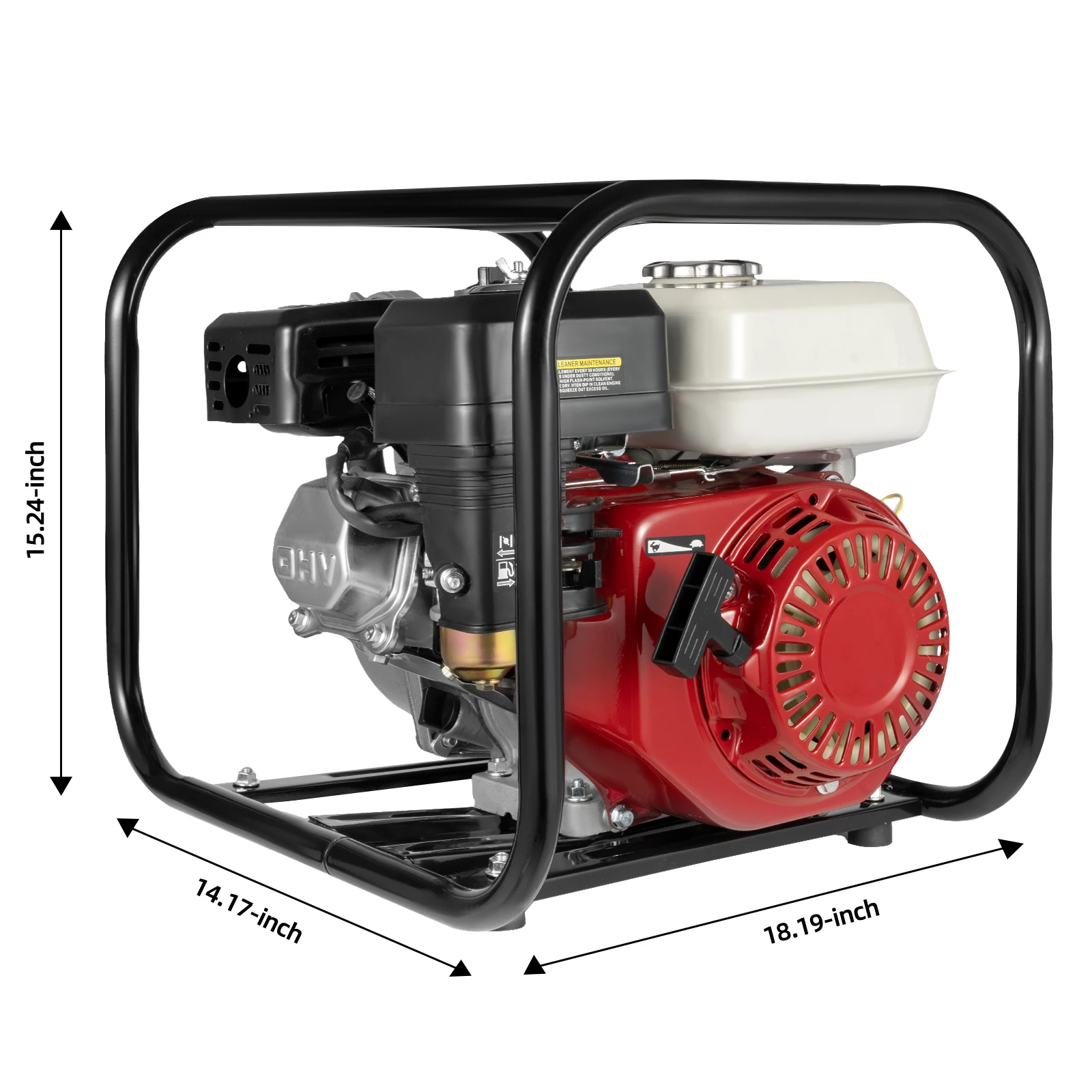 Benzine waterpomp 6,5PK 210CC, 4-takt motor, hoge capaciteit waterpomp voor landbouw irrigatie drainage, 2 inch aansluiting