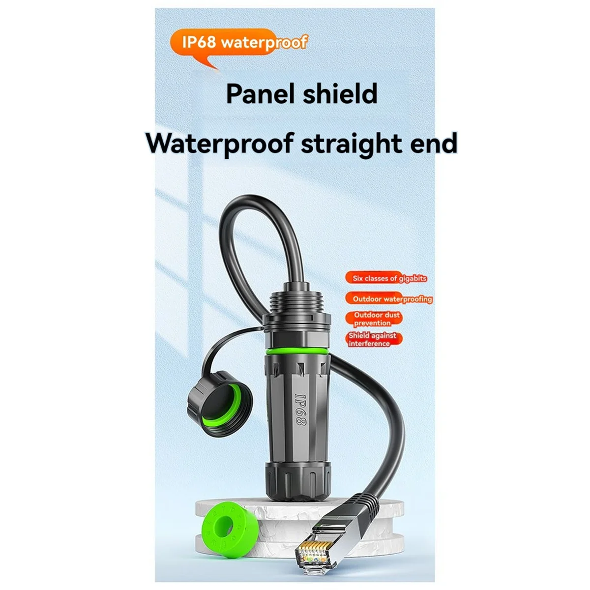 A002 IP68 مقاوم للماء M20 RJ45 محمية CAT6A أنثى لوحة جبل المقبس شبكة إيثرنت محول تمديد كابل مع كابل