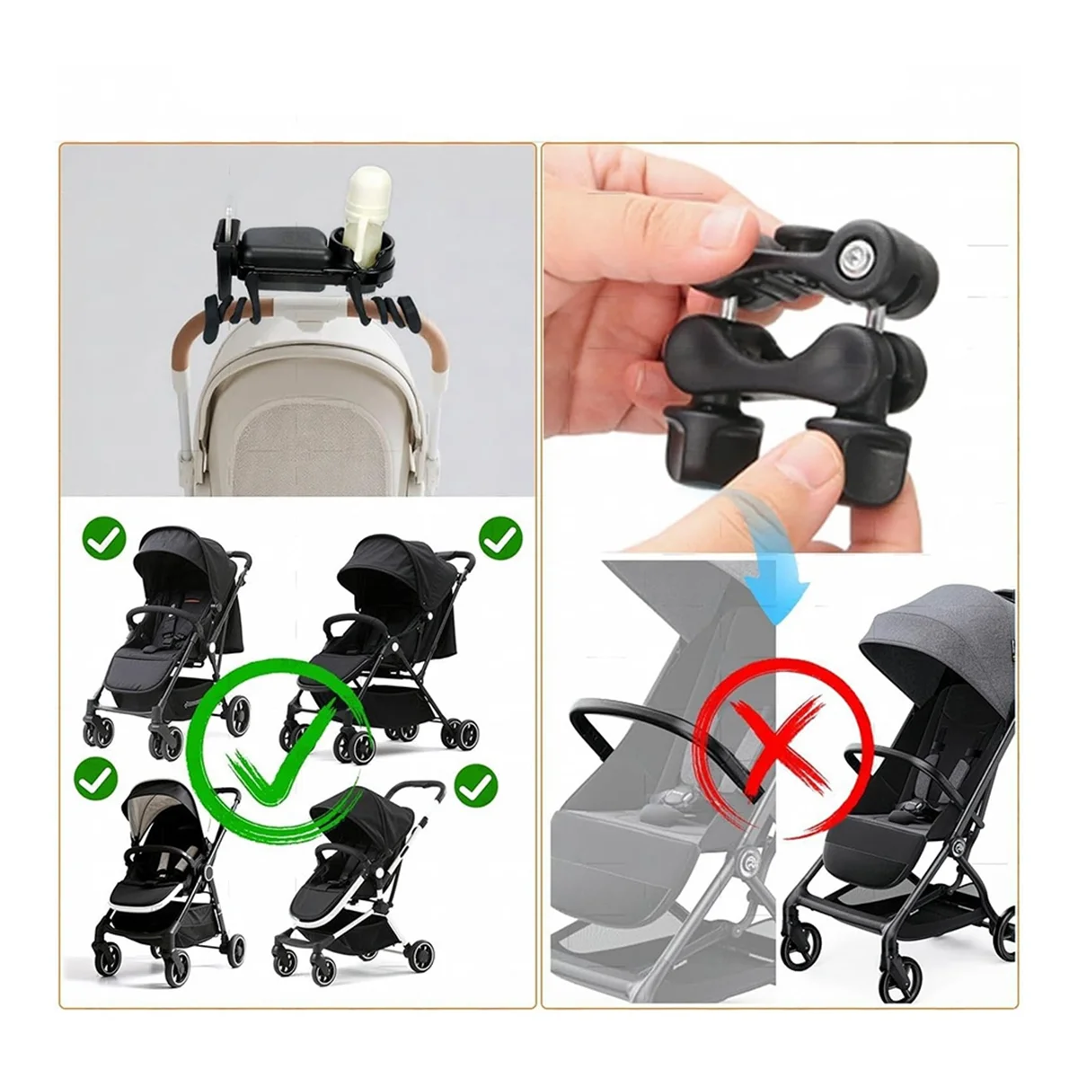 2025+ Universal Stroller Snack Tray Attachment with Dust Cover Sturdy Stroller Cup Snack Holder Clamp - view 5
